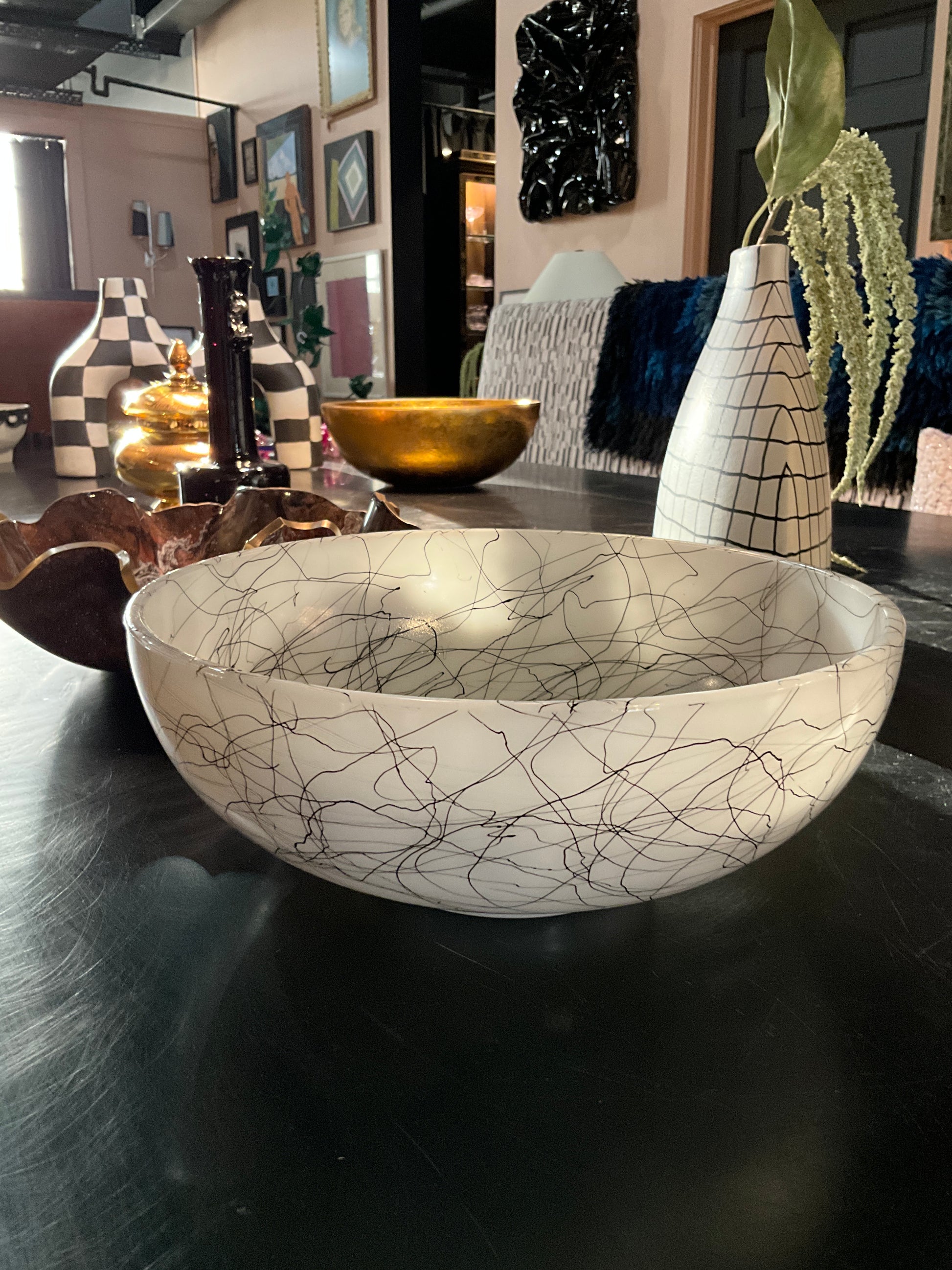 Vintage McM Bowl by Stone Textile Studio featuring intricate patterns and handcrafted ceramic design.