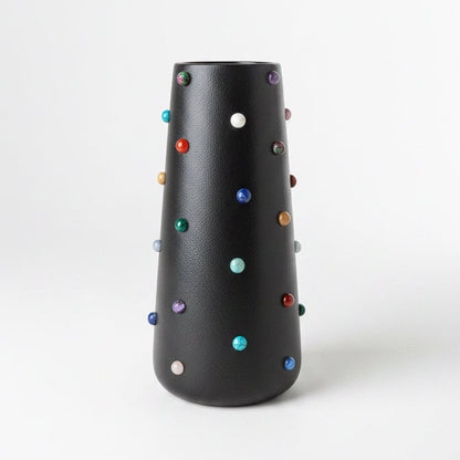 8-inch multi-stone vase by The Vault Creative featuring a textured, multicolored design perfect for home decor accents.