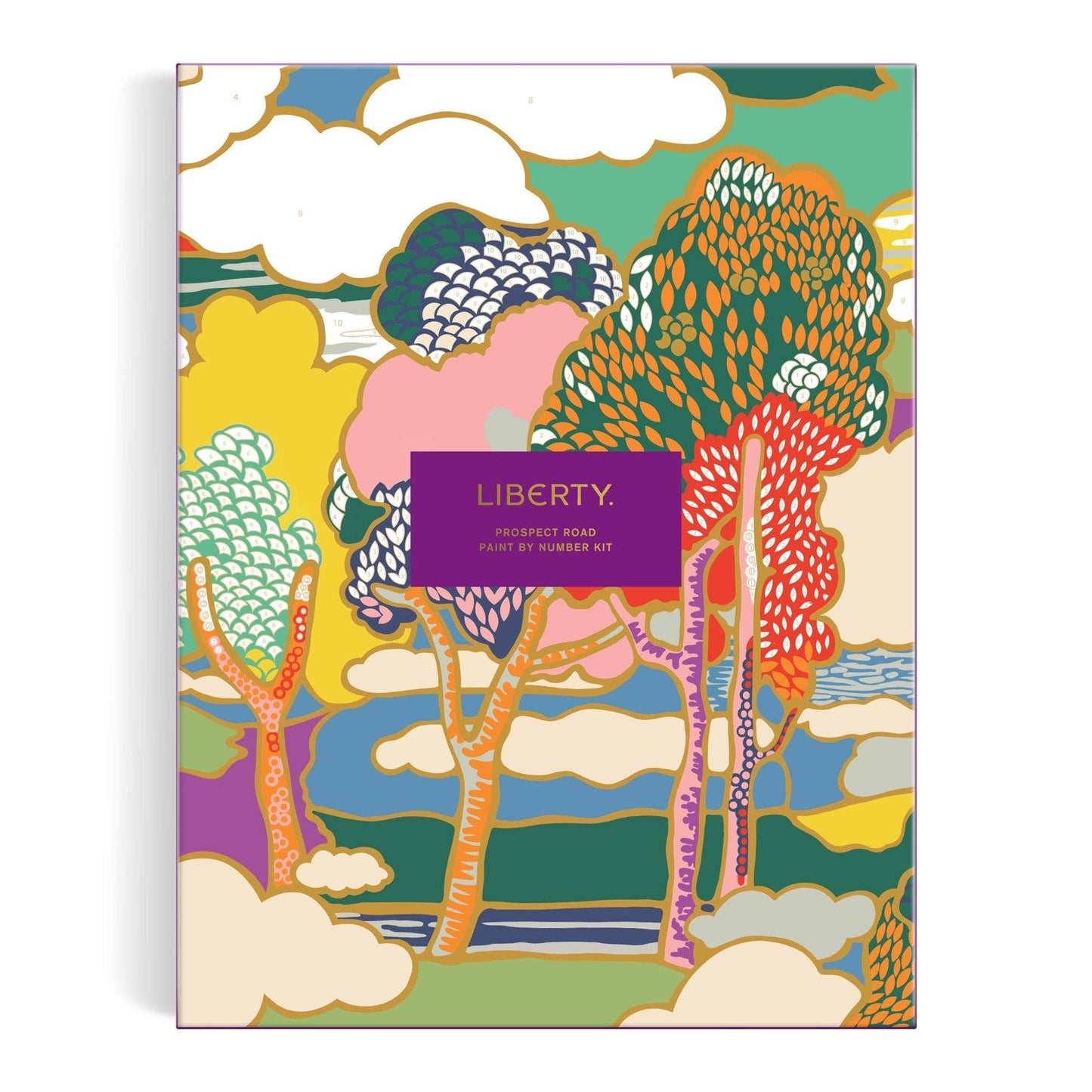 Liberty Prospect Road 9x12 paint by number kit by Chronicle Books showing painted landscape scene with numbered sections
