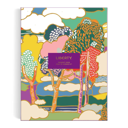 Liberty Prospect Road 9x12 paint by number kit by Chronicle Books showing painted landscape scene with numbered sections