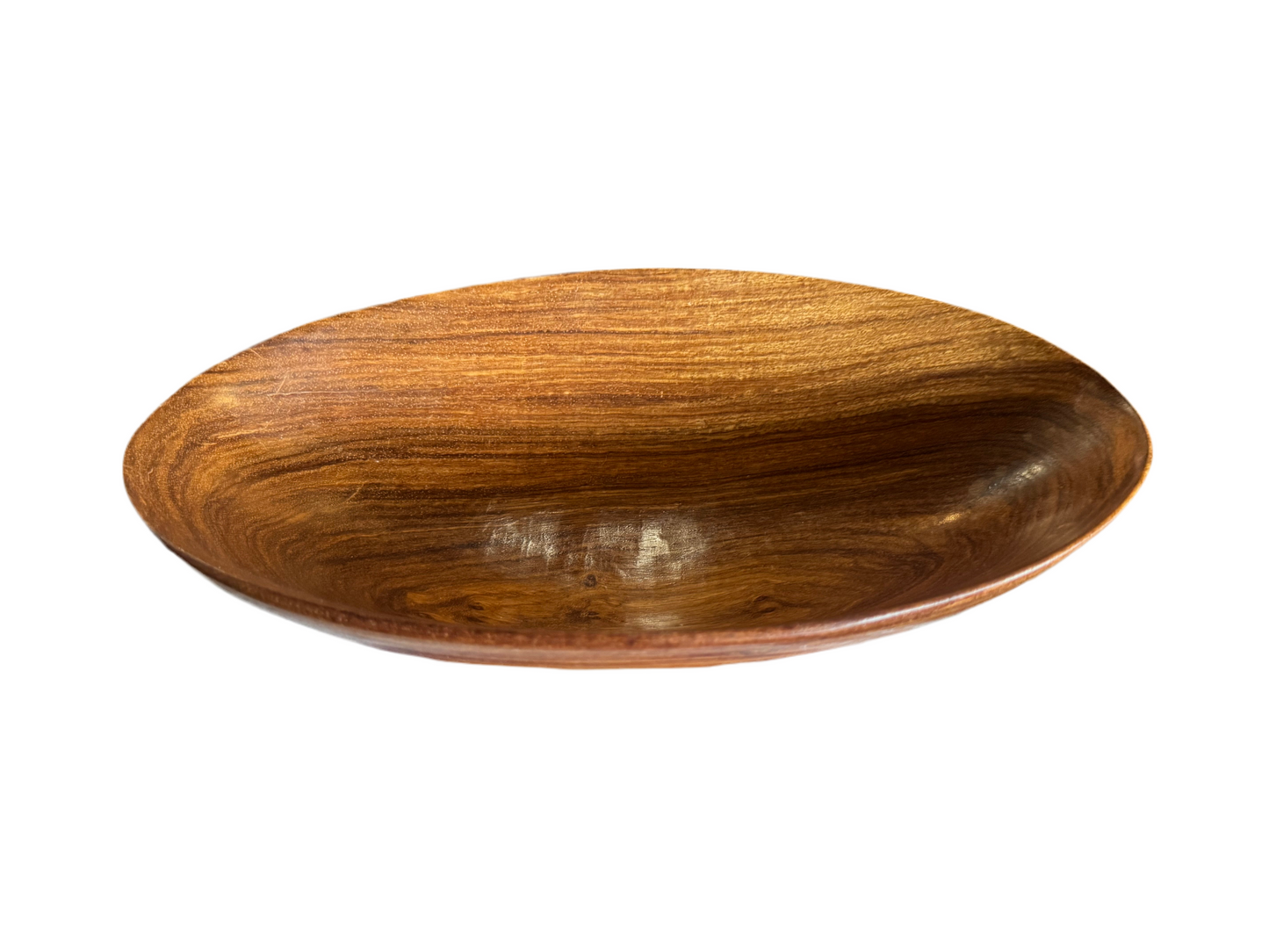 Brown wood bowl by The Vault Creative, round handcrafted wooden bowl with smooth finish and natural wood grain details.