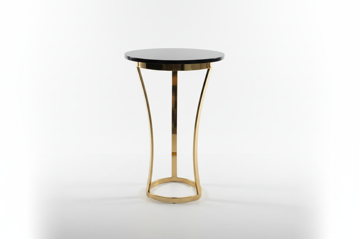 Brass and marble top pedestal by The Vault Creative, showcasing a stylish decorative stand with elegant brass finish and marble surface.
