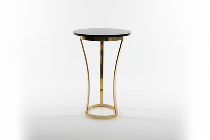 Brass and marble top pedestal by The Vault Creative, showcasing a stylish decorative stand with elegant brass finish and marble surface.