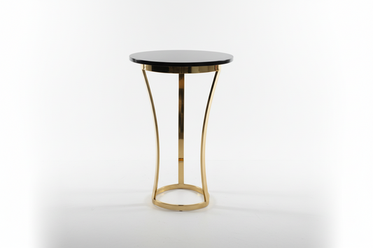 Brass and marble top pedestal by The Vault Creative, showcasing a stylish decorative stand with elegant brass finish and marble surface.