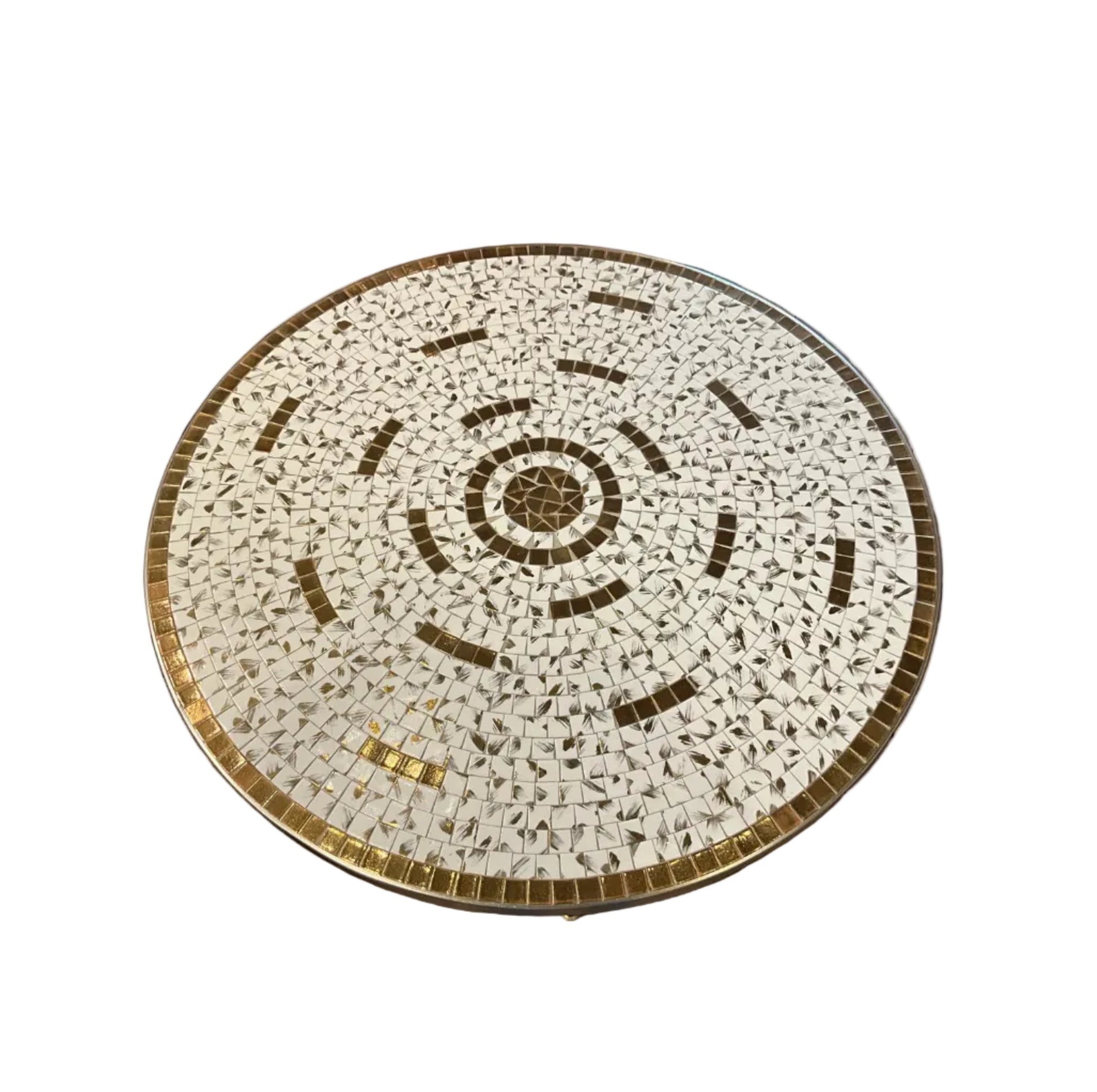 Glam Gold Tiled Coffee Table by The Vault Creative with a shiny gold tiled surface and sleek modern design.