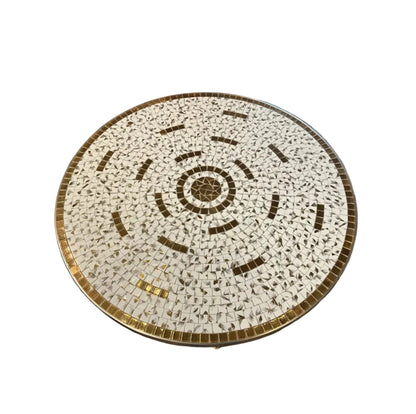 Glam Gold Tiled Coffee Table by The Vault Creative with a shiny gold tiled surface and sleek modern design.