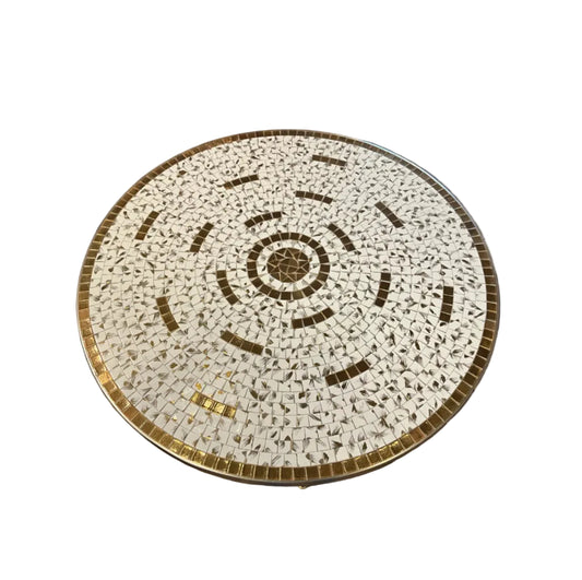 Glam Gold Tiled Coffee Table by The Vault Creative with a shiny gold tiled surface and sleek modern design.