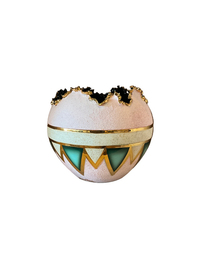 Sharon Penn 22k gold and pink vessel vase by The Vault Creative, featuring a sleek, modern design with gold accents and pink finish.