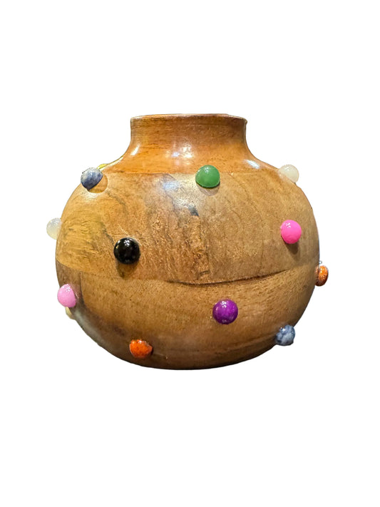 P.Grunsfeld Wood and Multicolor Bud Vase