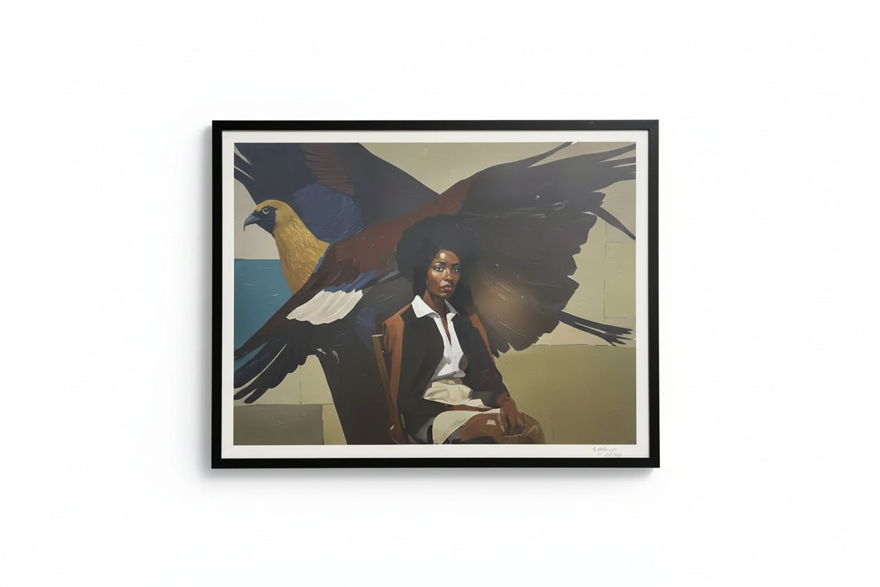 Signed Spirid Bird print by Rebecca Aldernet from The Vault Creative, showcasing detailed bird artwork on high-quality paper.
