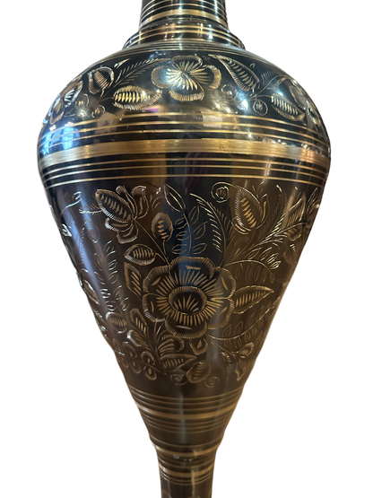Large vintage Indian vase with intricate patterns, crafted by The Vault Creative, featuring traditional design and a glazed finish.