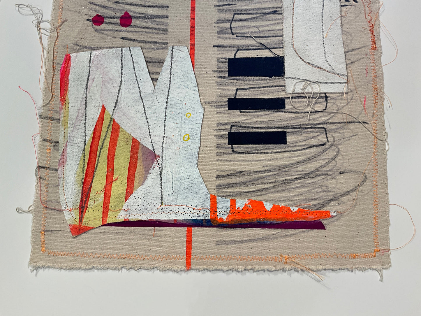 Abstract signed mixed media artwork by Elizabeth featuring bold colors and textured brushstrokes on canvas.
