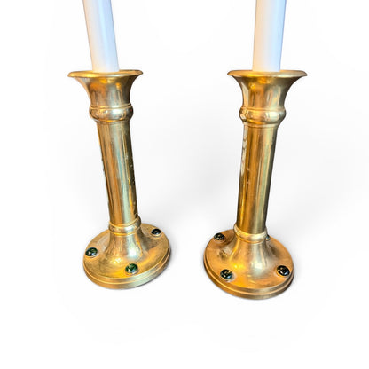 Vintage Brass and Onyx Candle Sticks