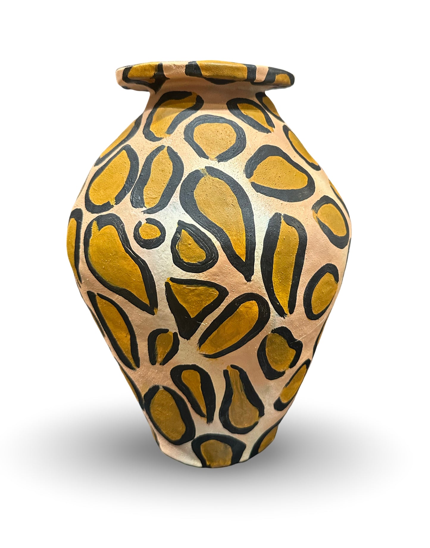 Amber Rene Hansen ARH Leopard Painted Vase featuring a vibrant leopard print design on a ceramic vase.