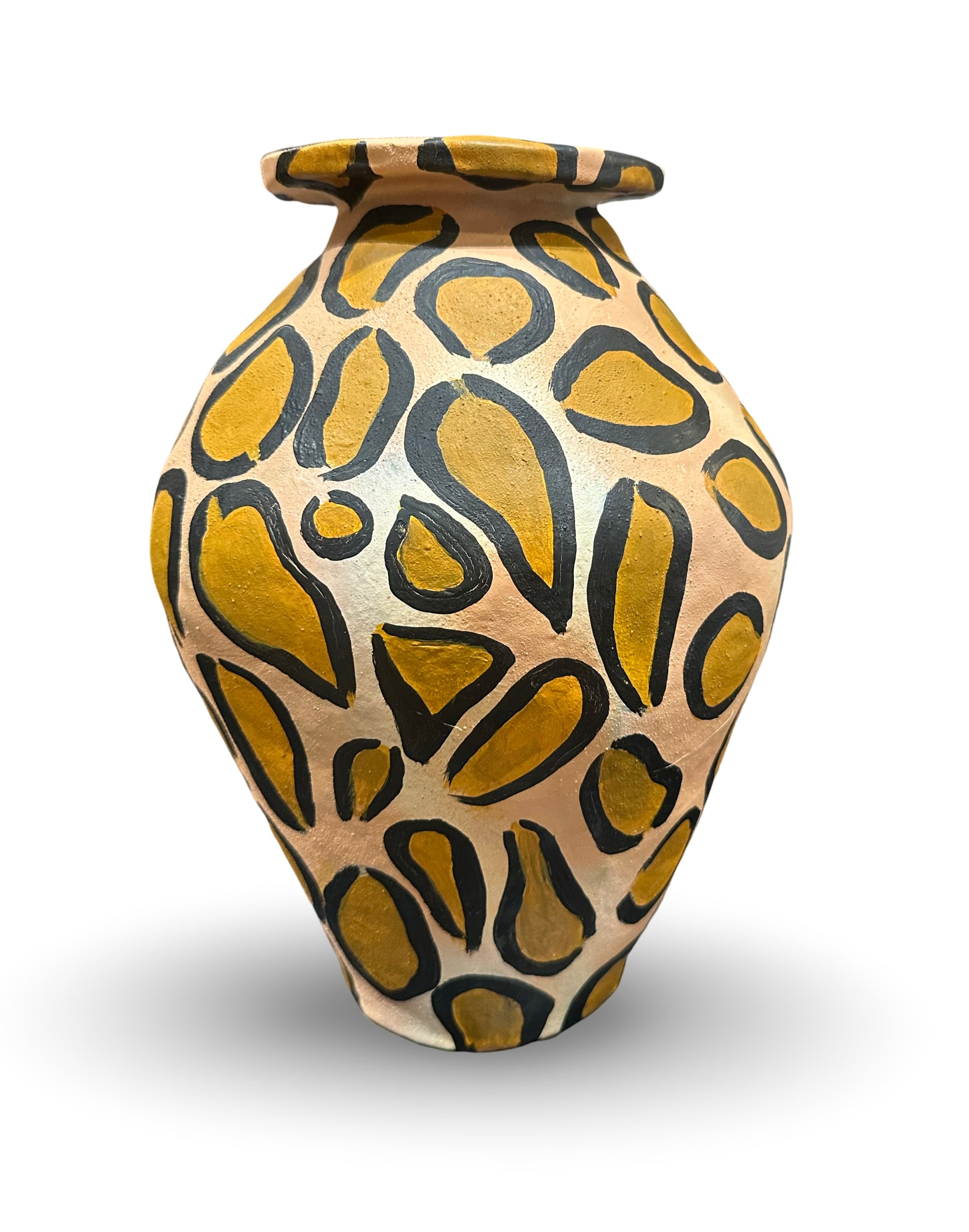 Amber Rene Hansen ARH Leopard Painted Vase featuring a vibrant leopard print design on a ceramic vase.