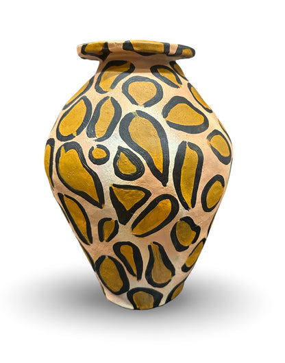 Amber Rene Hansen ARH Leopard Painted Vase featuring a vibrant leopard print design on a ceramic vase.