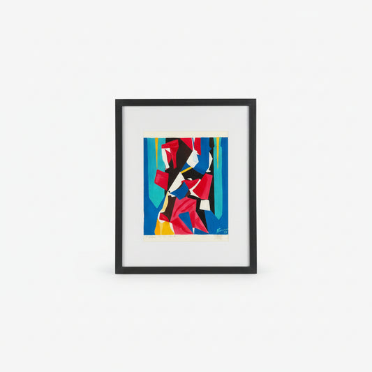 Abstract red and blue artwork titled ‘89’ by The Vault Creative, showcasing vibrant, modern abstract design with bold colors.