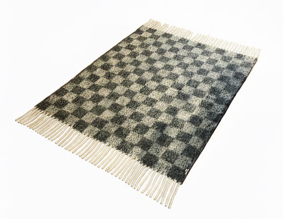 French Cozy Chunky Checkered Throw blanket by The Vault Creative, featuring a soft, chunky checkered pattern in warm tones.