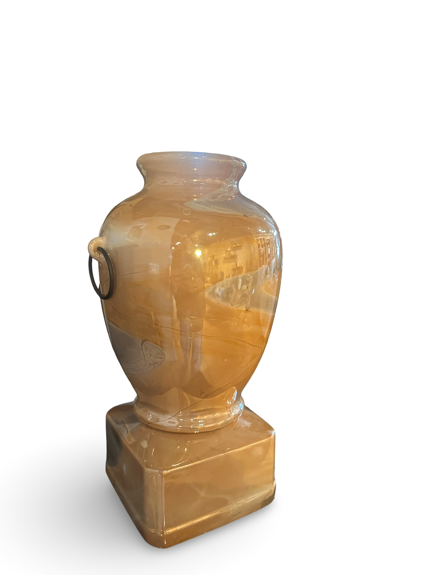 Hand-painted ceramic amphora vase by The Vault Creative with intricate designs and a classic shape.