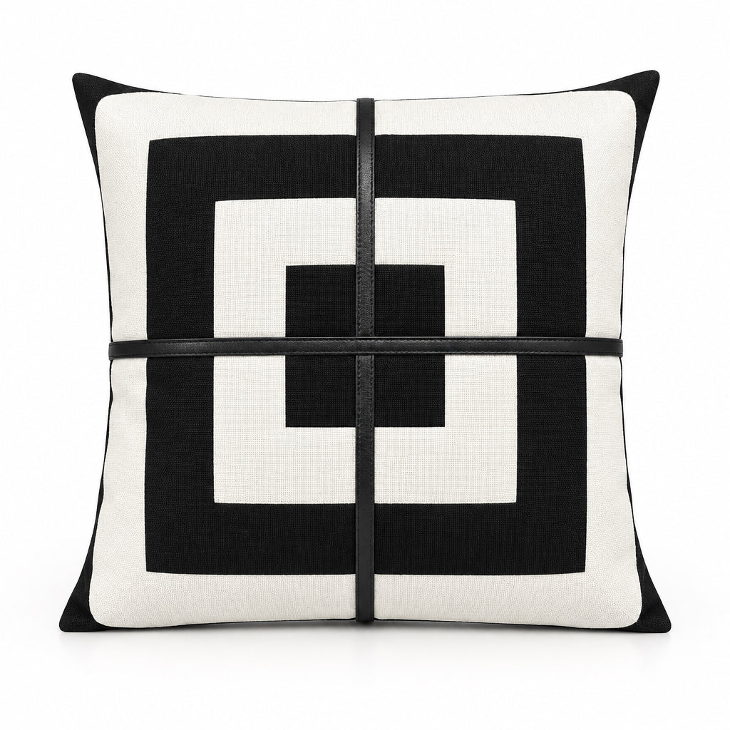 STS Leather and Canvas Throw Pillow