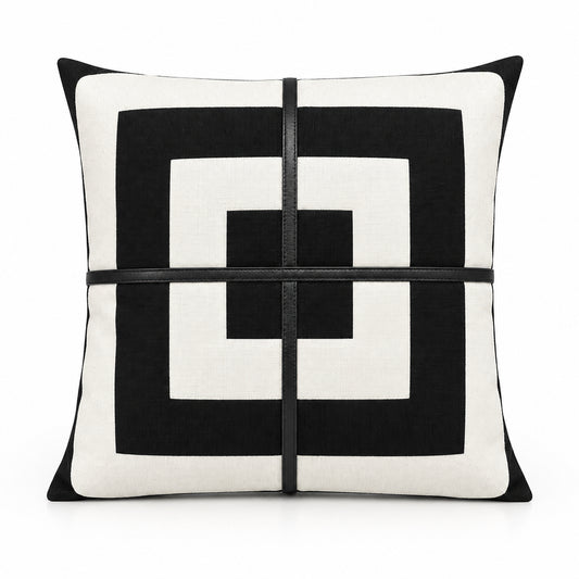 STS Leather and Canvas Throw Pillow