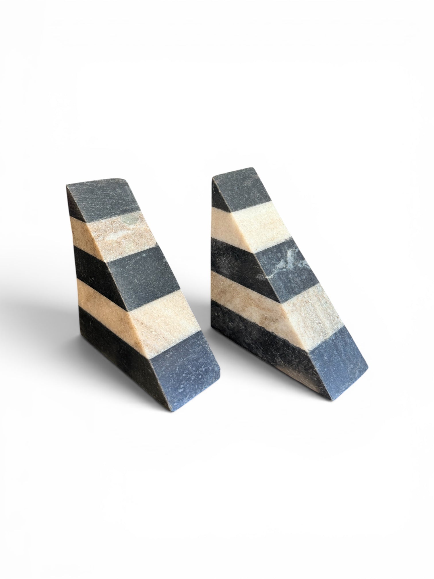 Vintage stone stripe bookends by The Vault Creative, featuring classic textured design and sturdy base for supporting books.
