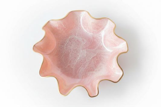 Big pink gemstone resin bowl by The Vault Creative, featuring a glossy pink finish and decorative gemstone design.