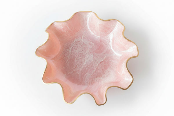 Big pink gemstone resin bowl by The Vault Creative, featuring a glossy pink finish and decorative gemstone design.