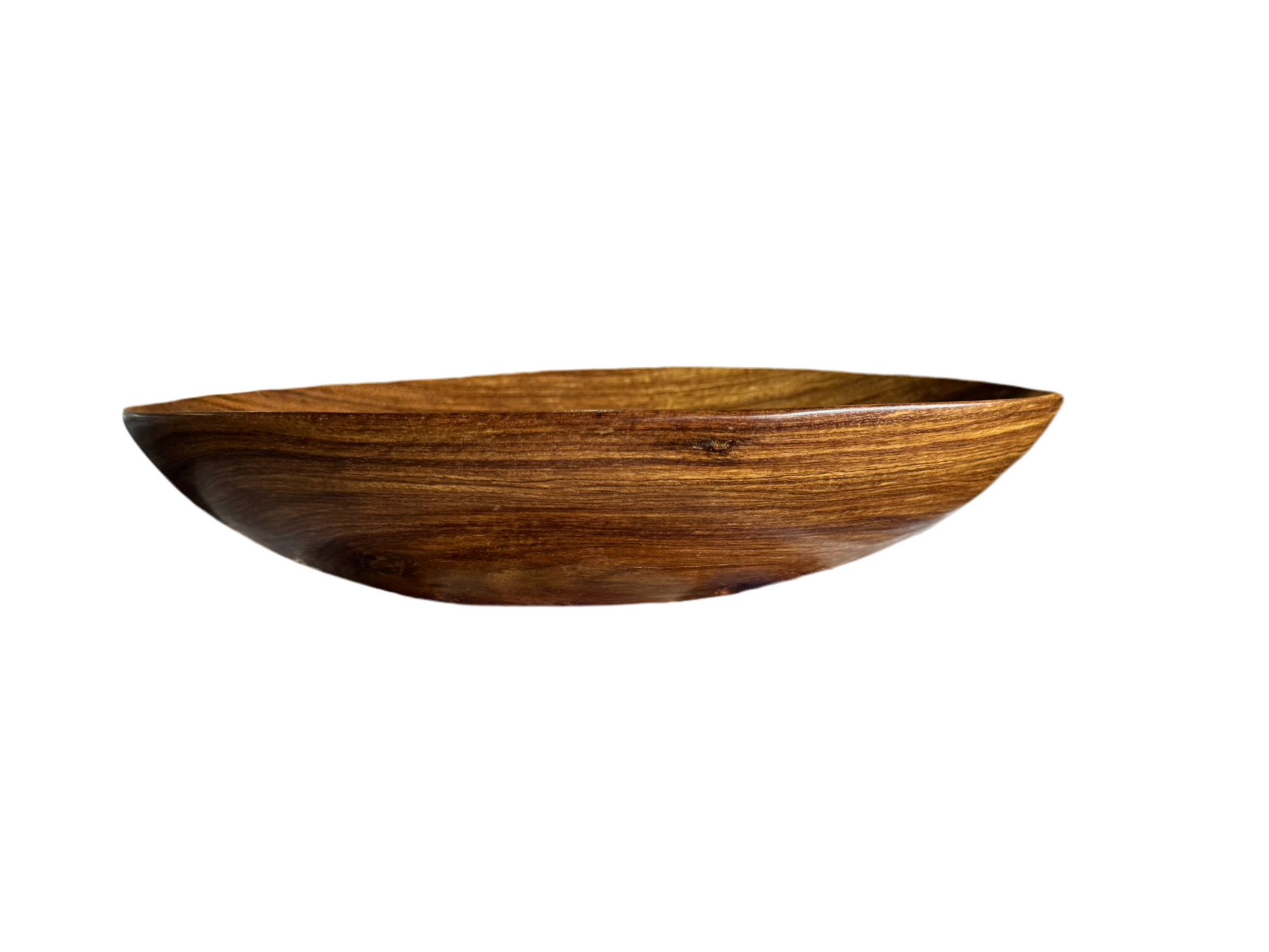 Brown wooden bowl by The Vault Creative, showcasing a smooth, polished finish and natural wood grain pattern.