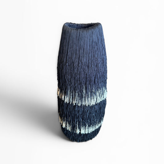 Elegant Eloise ARH Fringe Vase by Amber Rene Hansen featuring a textured, fringed ceramic design in neutral tones.