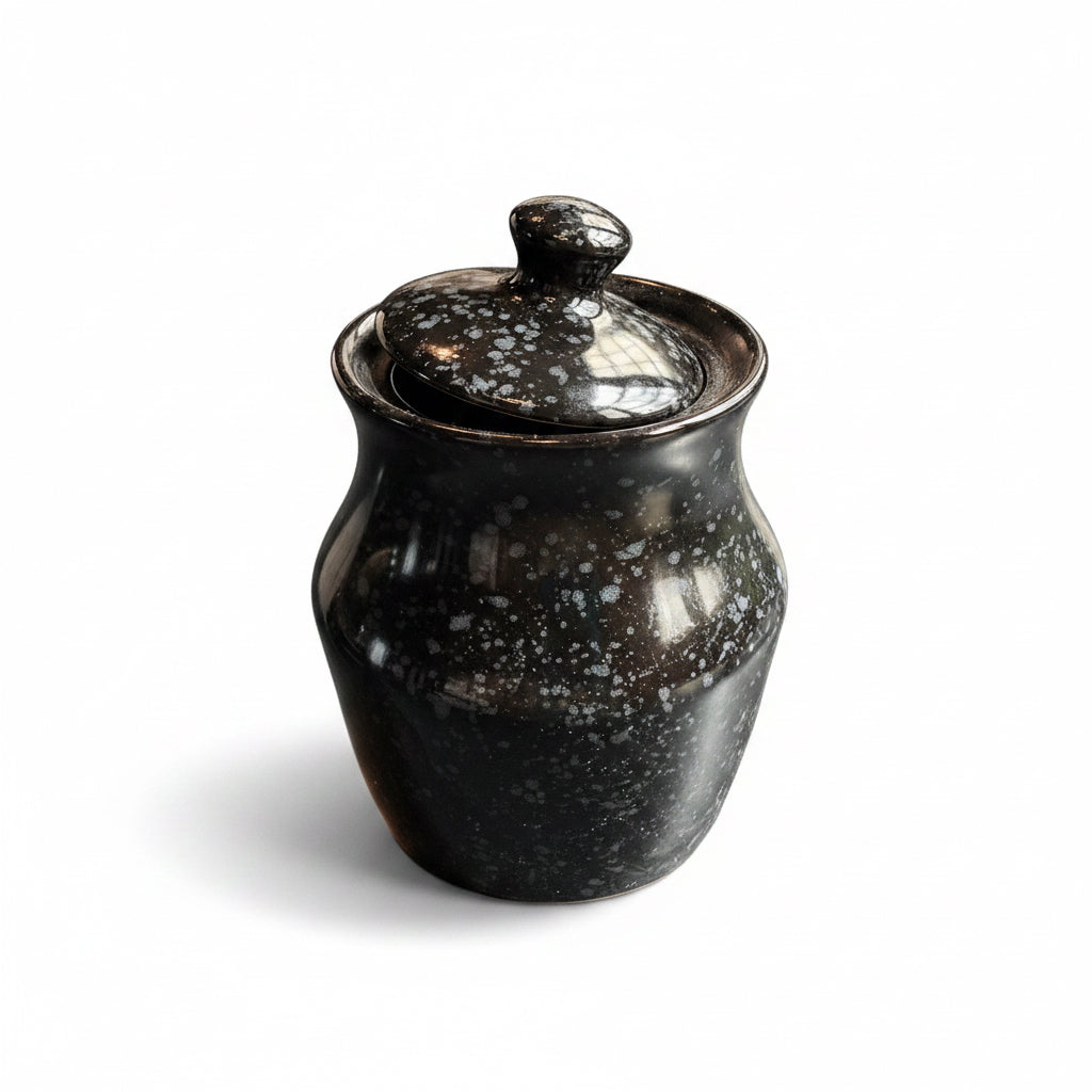 Stoneware Speckled Canister 7” Jar
