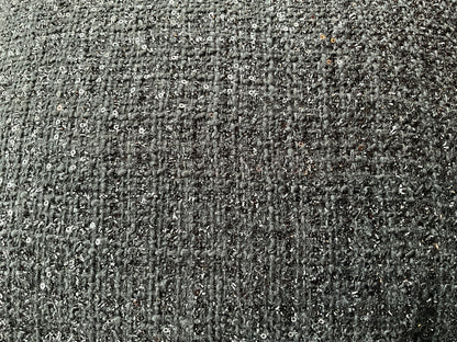 Black sequin and tweed pillow by The Vault Creative, featuring a textured, glamorous design for stylish home decor.