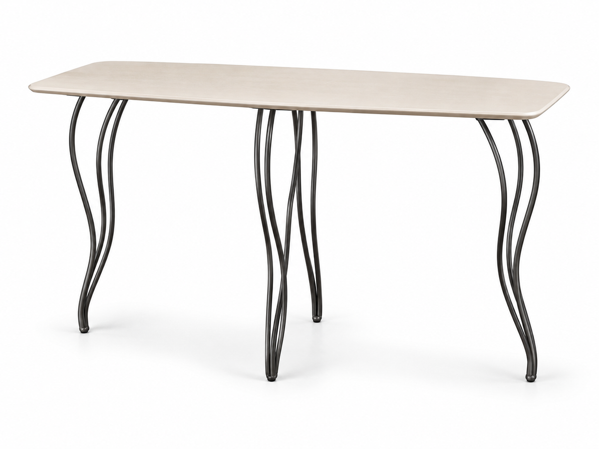 Sculptural metal leg console table with sleek design and modern metal finish, by The Vault Creative, showcasing its elegant structure.