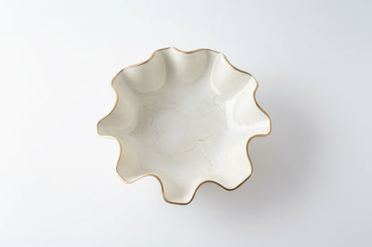 Big cream gemstone resin bowl by The Vault Creative, showcasing a smooth, rounded design with a glossy finish.