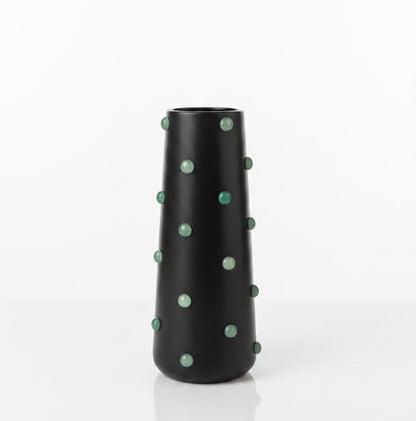P. Grunsfeld Studded 10-inch ceramic vase by The Vault Creative with a textured, studded surface and a sleek, modern design.