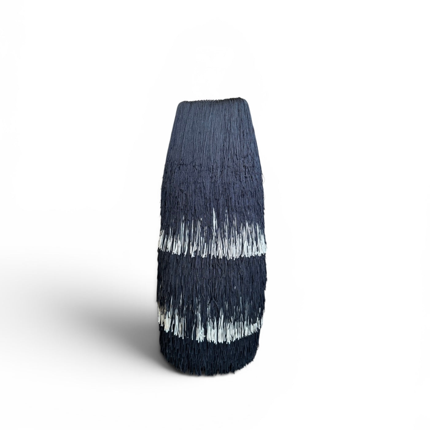 Amber Rene Hansen Eloise ARH Fringe Vase with textured fringe design, cylindrical shape, and neutral tone.