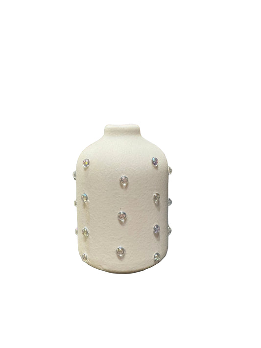 P.Grunsfeld Silver on White Bud Vase