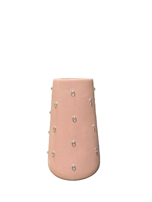 P.Grunsfeld 6” Pink Vase with Silver Gems