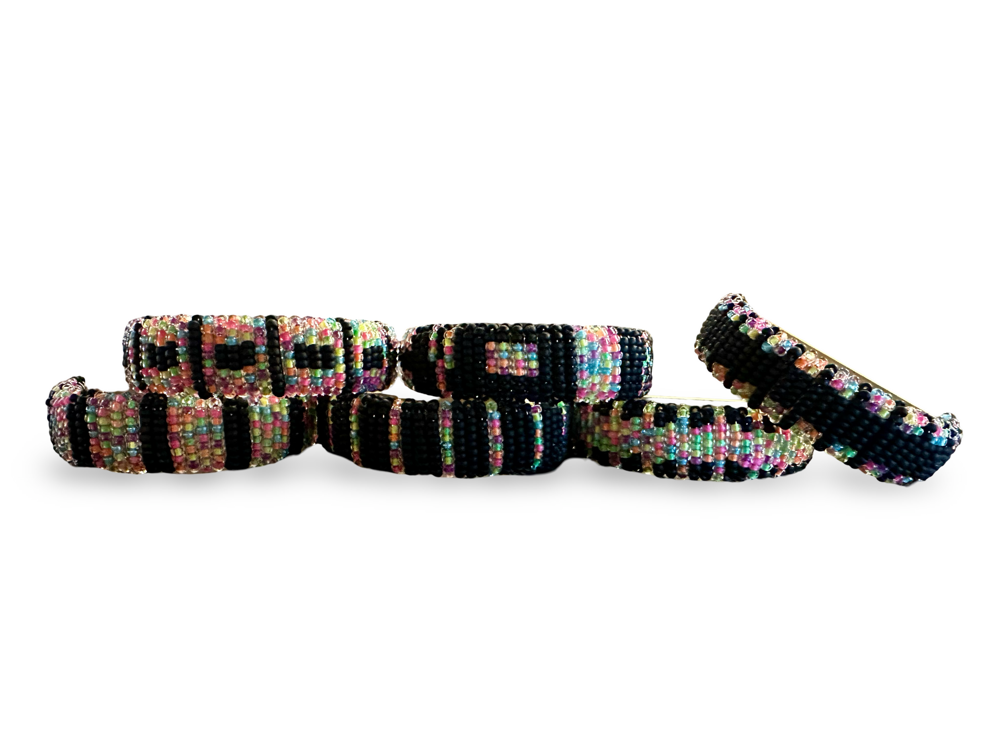 Set of six beaded napkin rings from The Vault Creative, featuring decorative beaded design for elegant table settings.