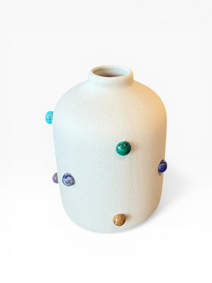 Phoebe P. Grunsfeld June Bud Vase with floral design, ceramic body, and elegant shape, perfect for small flower arrangements.