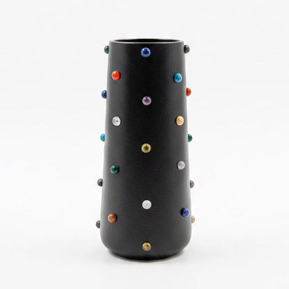 The Vault Creative P. Grunsfeld 8-inch multi-stone vase with a textured, colorful design on a white background.