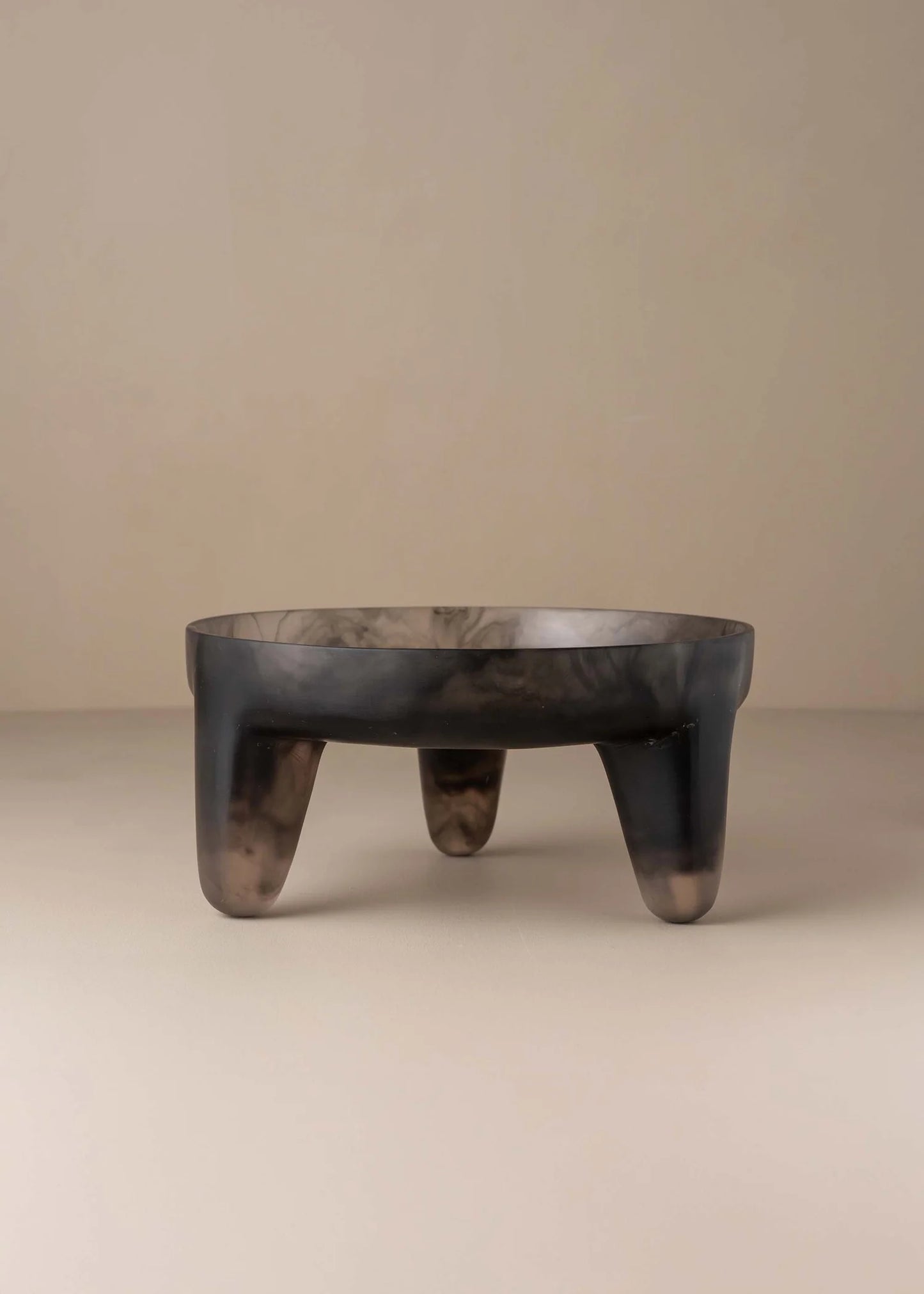 Saardé Flow Resin Structured Fruit Bowl in smoke color, featuring a modern, textured design perfect for holding fruit or decor.