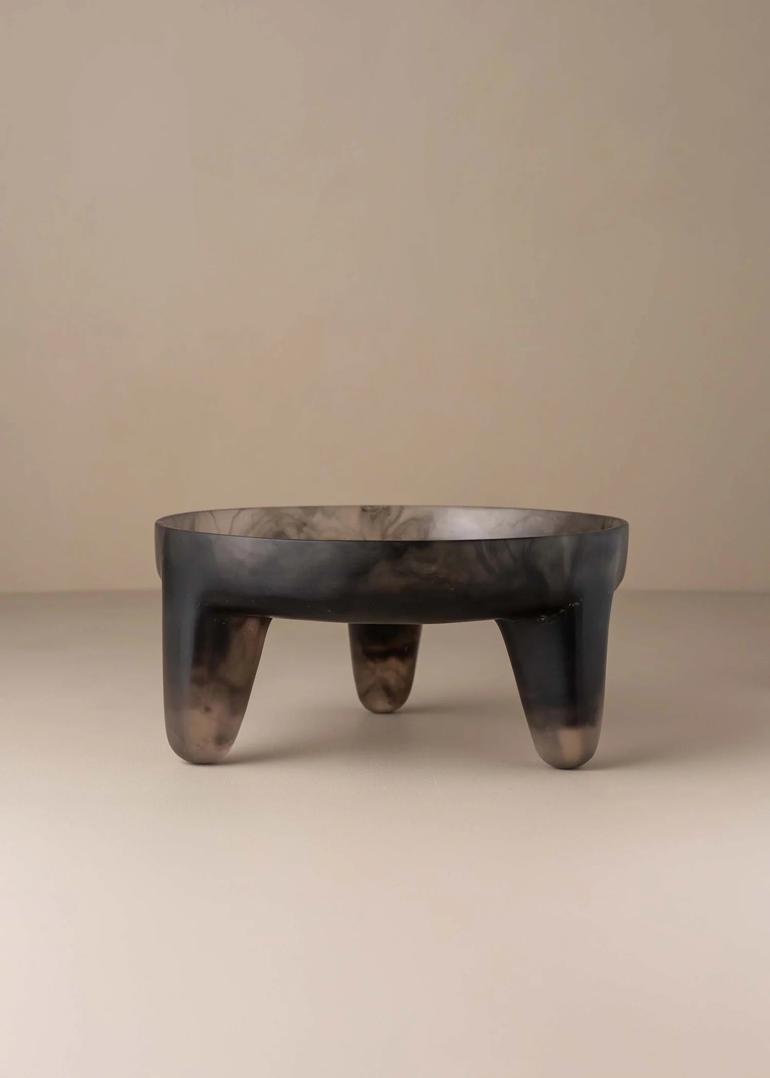 Saardé Flow Resin Structured Fruit Bowl in smoke color, featuring a modern, textured design perfect for holding fruit or decor.