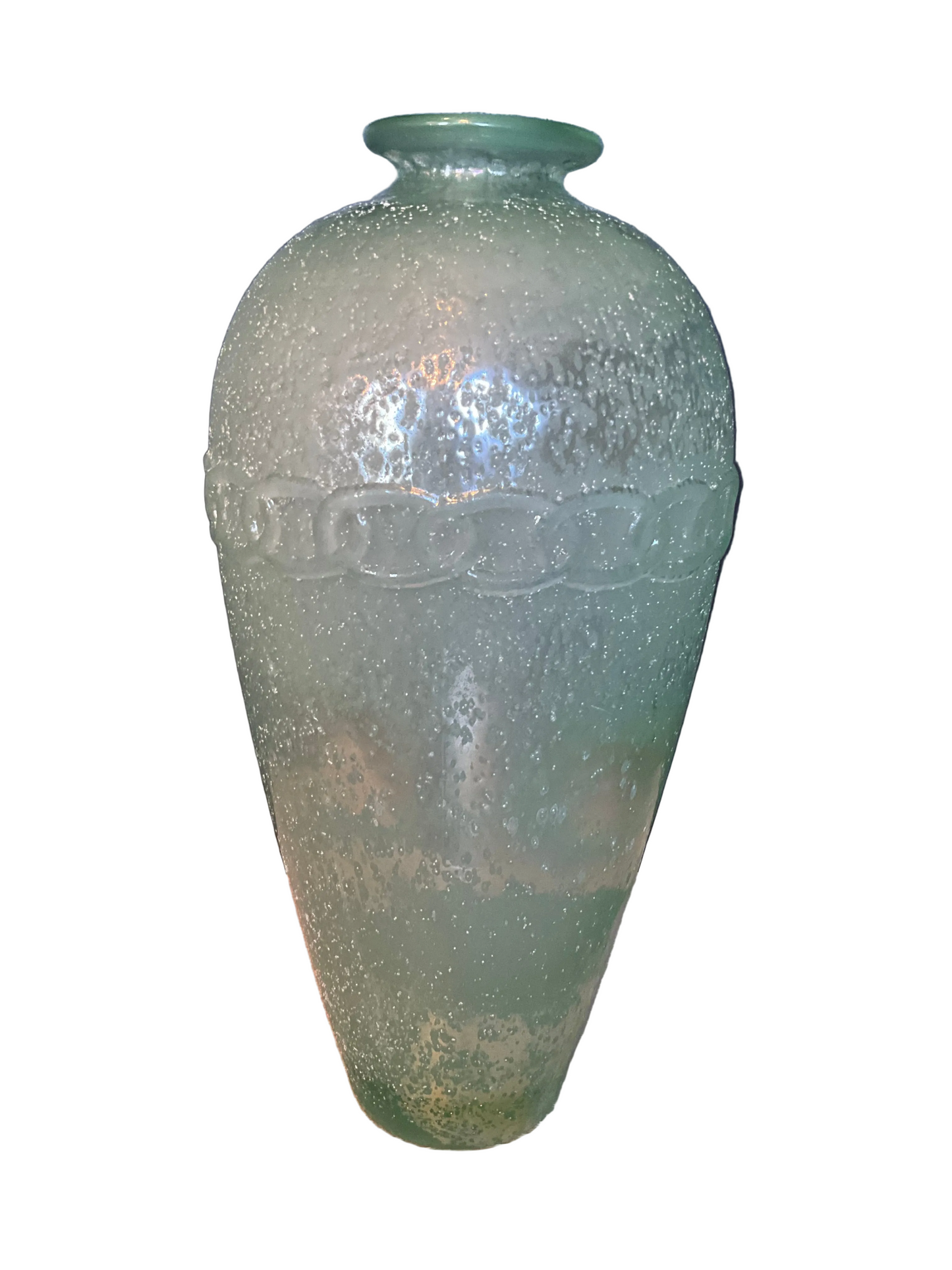 70’s Silvestri blown glass vase by The Vault Creative showcasing vibrant, handcrafted design with a classic vintage style.
