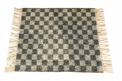 French Cozy Chunky Checkered Throw from The Vault Creative, soft woven blanket with a cozy checkered pattern in natural tones.