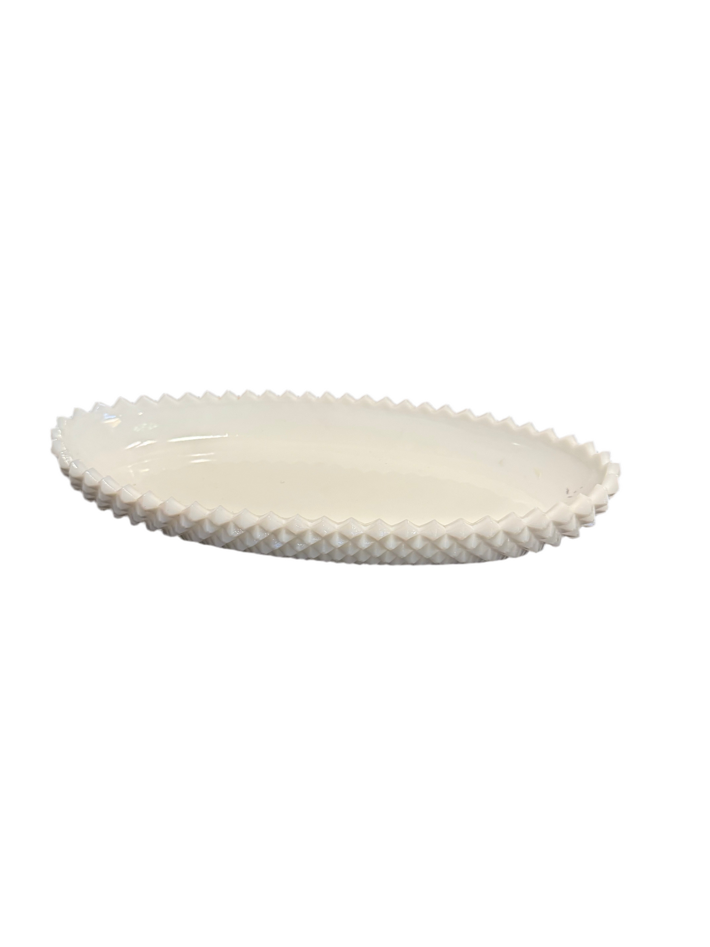 Large milk glass dish by The Vault Creative, showcasing a smooth, rounded design perfect for vintage home decor or serving.