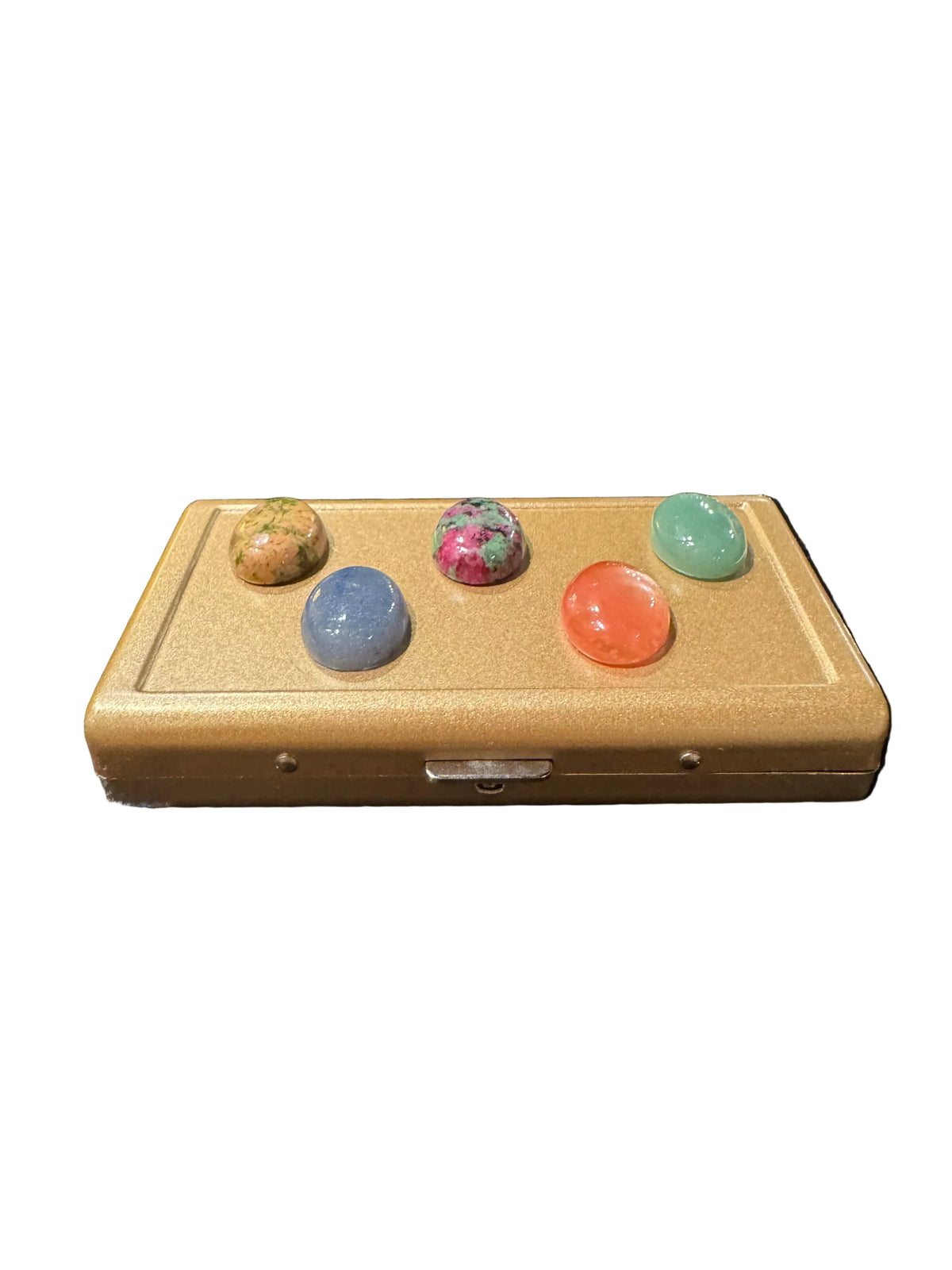 P.Grunsfeld Oval Studded Multicolor Cigarette Case