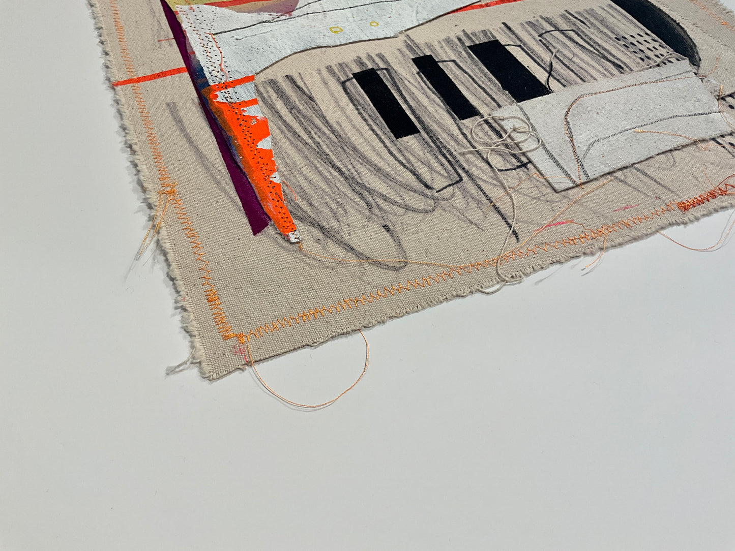 Abstract signed mixed media artwork by Elizabeth featuring vibrant colors and textured surfaces.