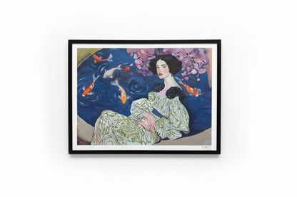 Signed Rebecca Aldernet print titled "The Garden Sea" by The Vault Creative, featuring vibrant watercolor floral and sea-inspired artwork.