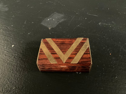 French brass inlay mini box with intricate design and polished finish, crafted by The Vault Creative.